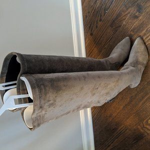 CARINA' TAUPE OVER THE KNEE SUEDE LEATHER BOOTS